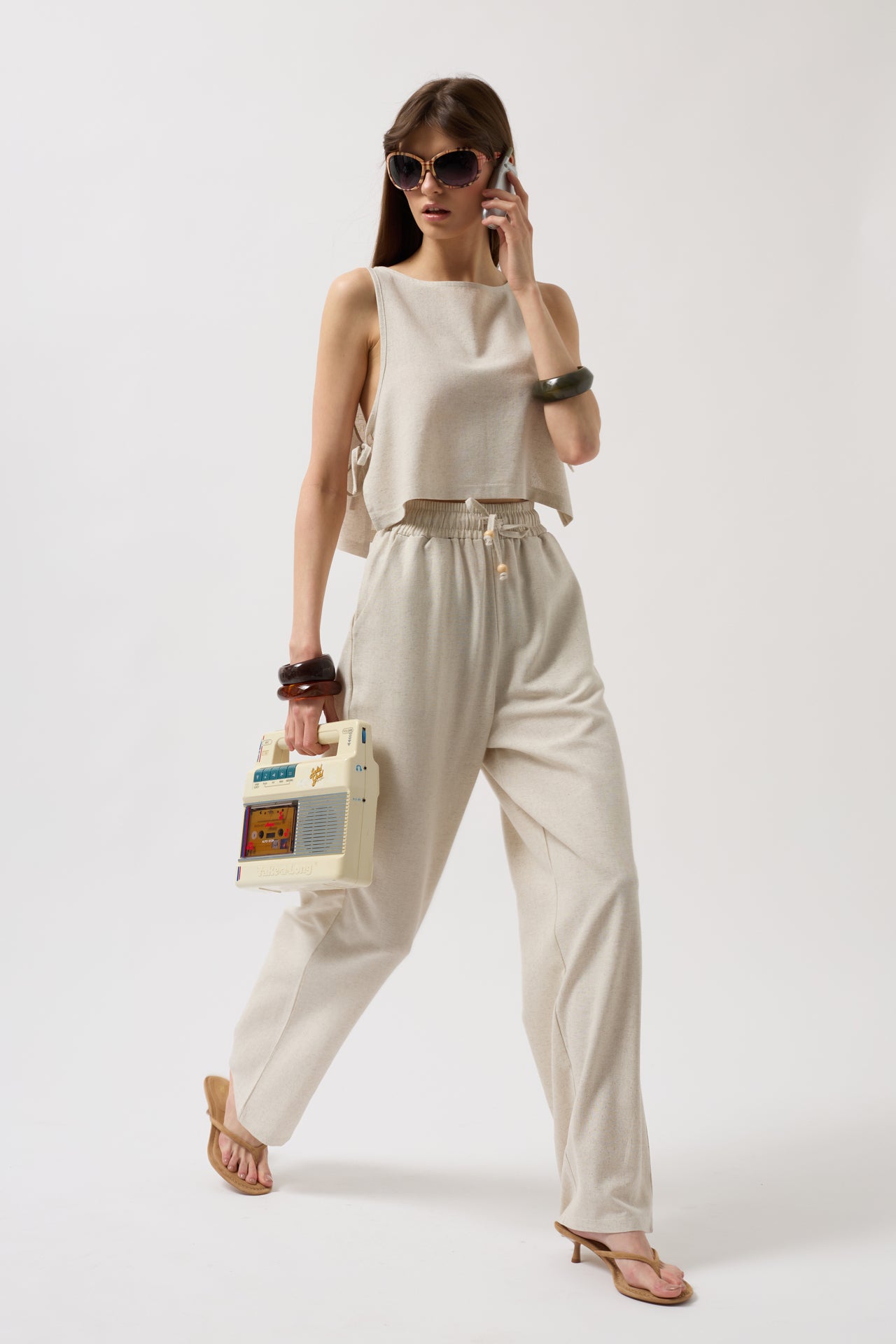 Raka beiga byxor med 100% bomull