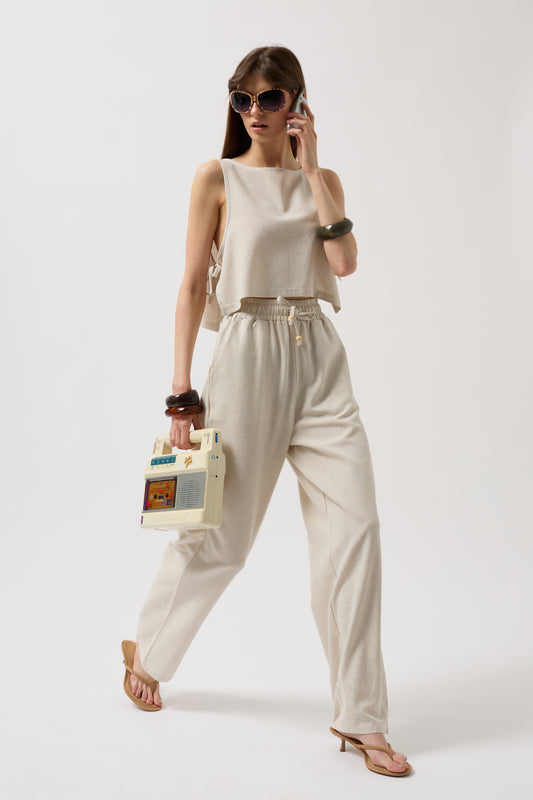 Raka beiga byxor med 100% bomull