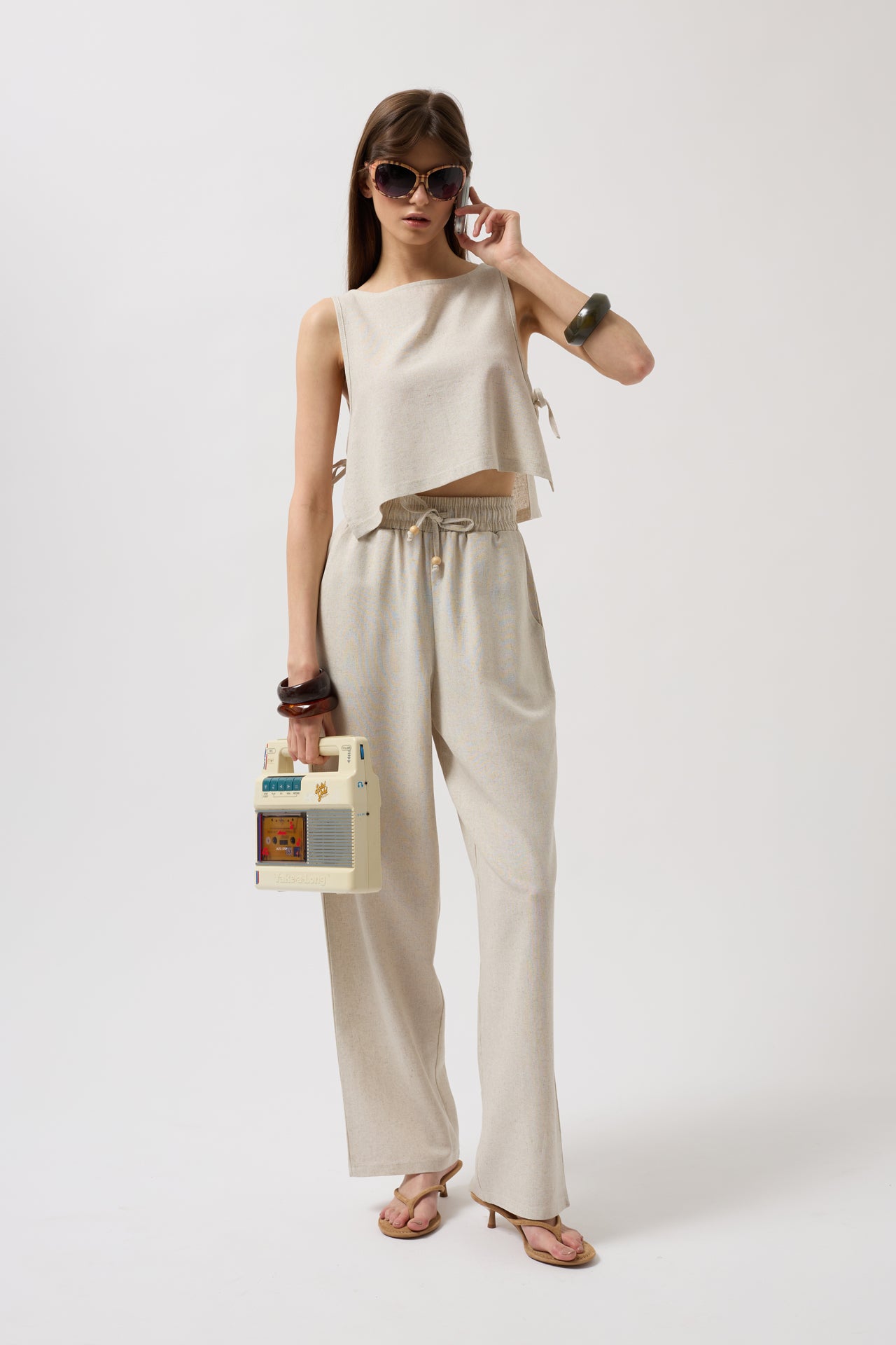 Raka beiga byxor med 100% bomull