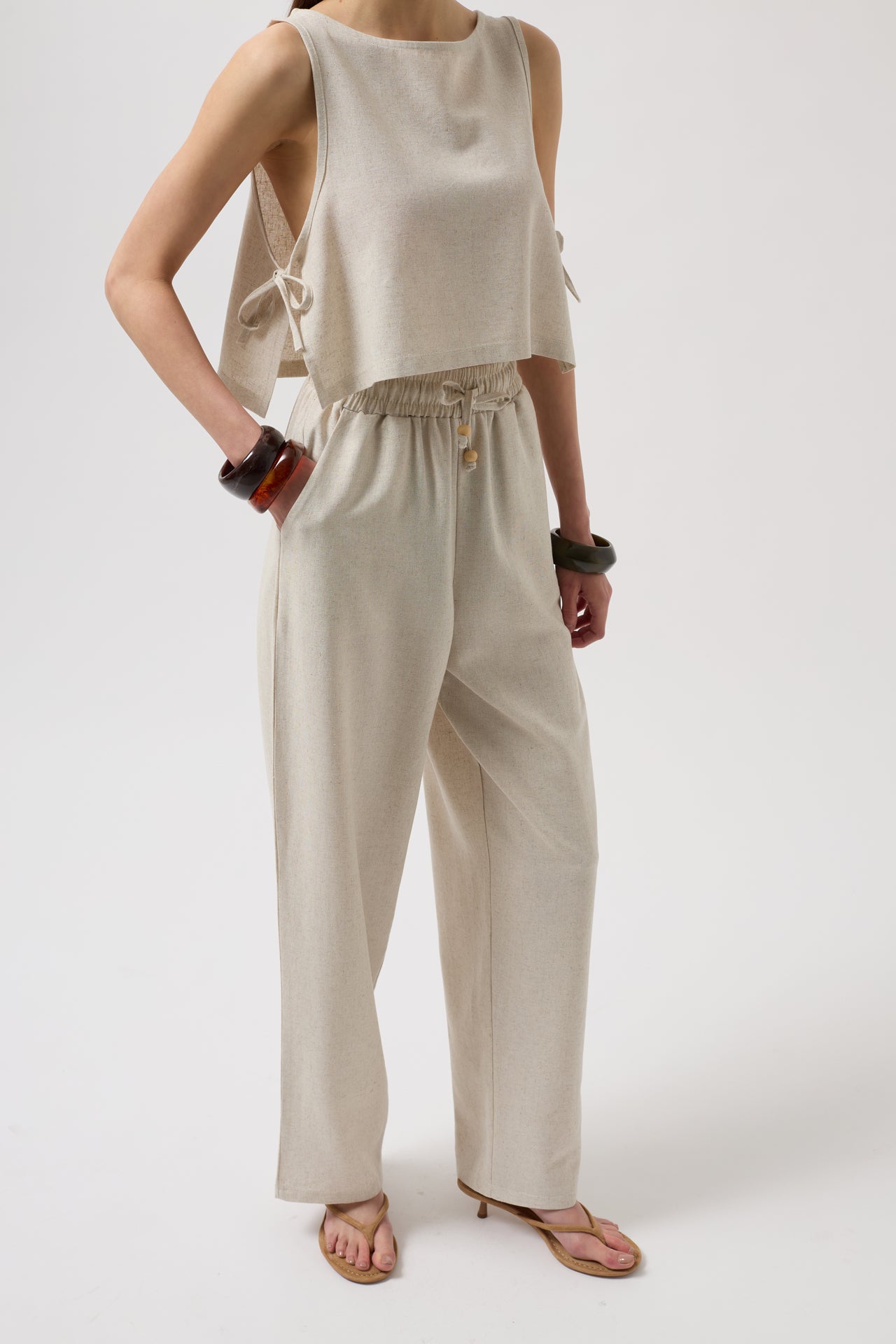 Raka beiga byxor med 100% bomull