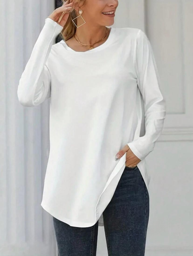 Vit tunn tröja med lång ärm