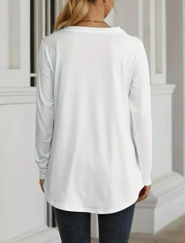 Vit tunn tröja med lång ärm