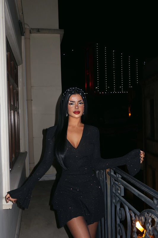 Svart glittrig miniklänning