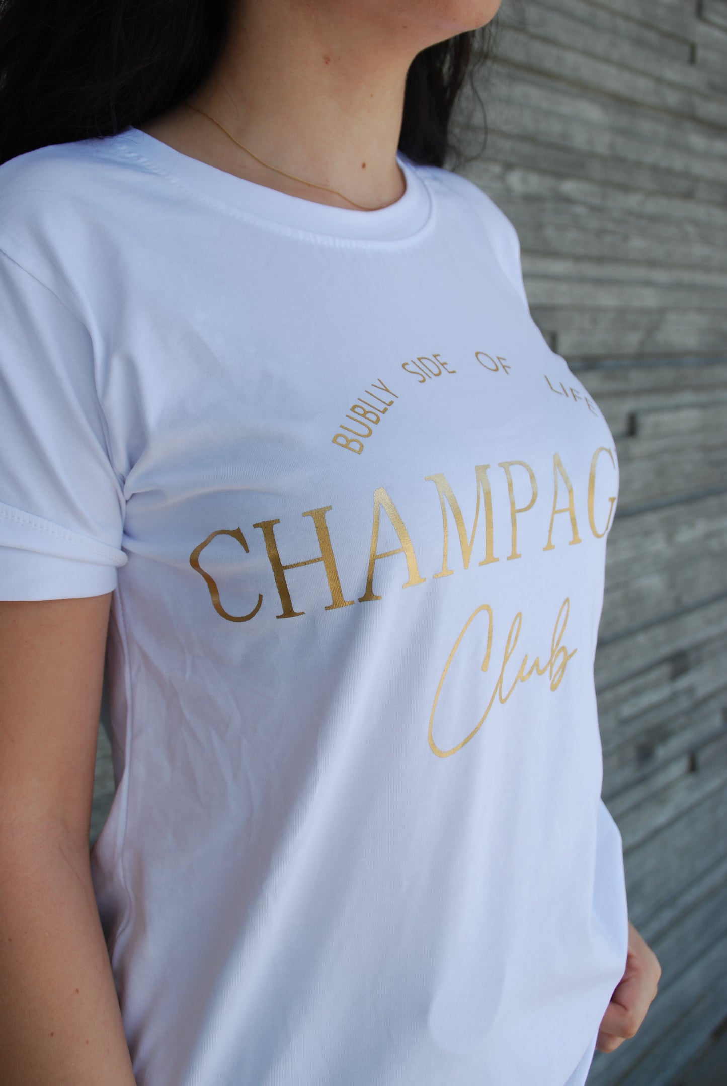 Champagne t-shirt vit