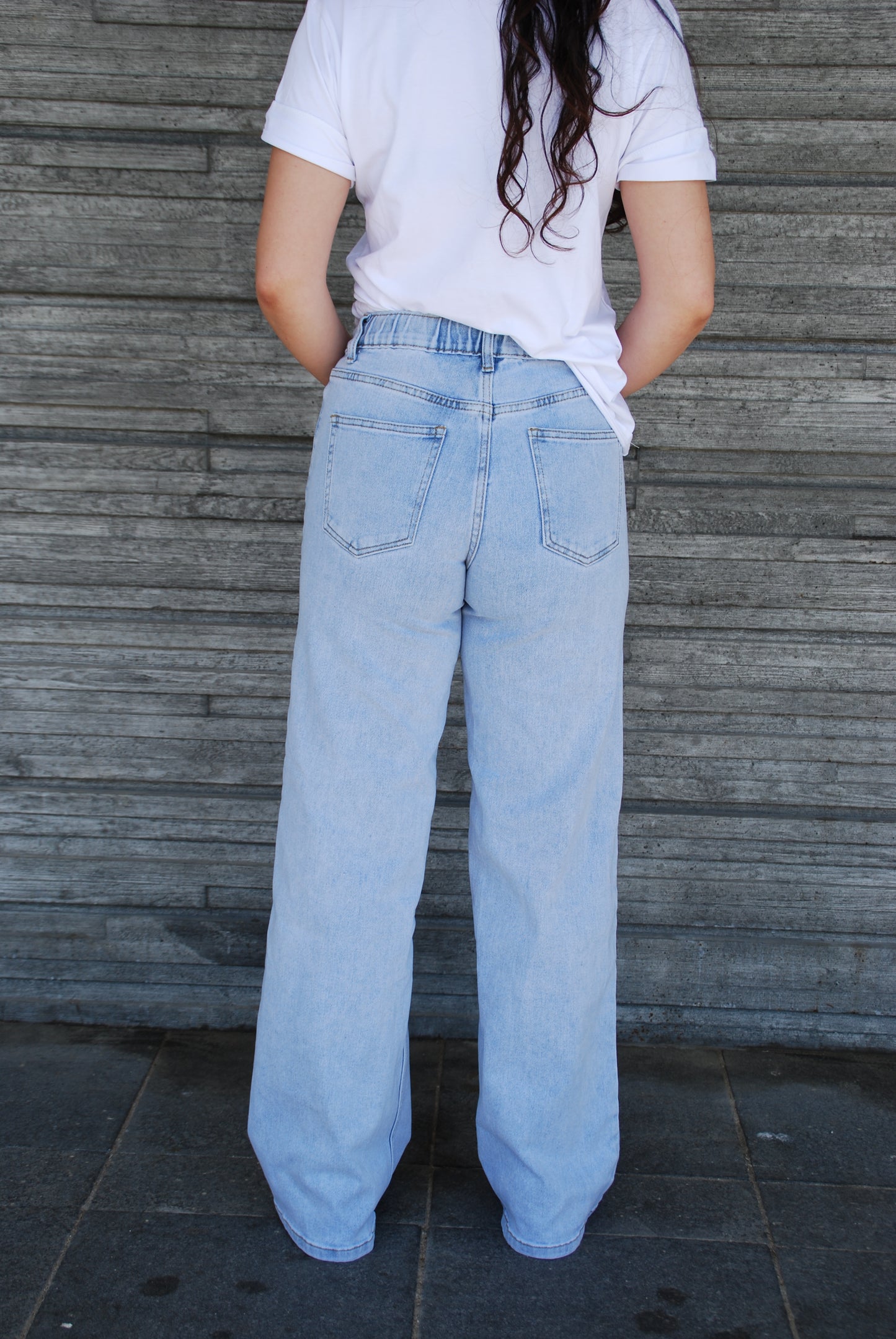Jeans med hög midja ljusblå